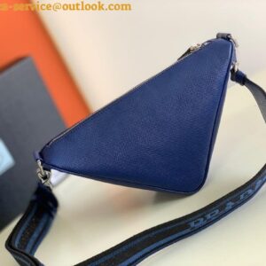 Replica Prada Triangle Shoulder Bag In Blue Saffiano Leather 2