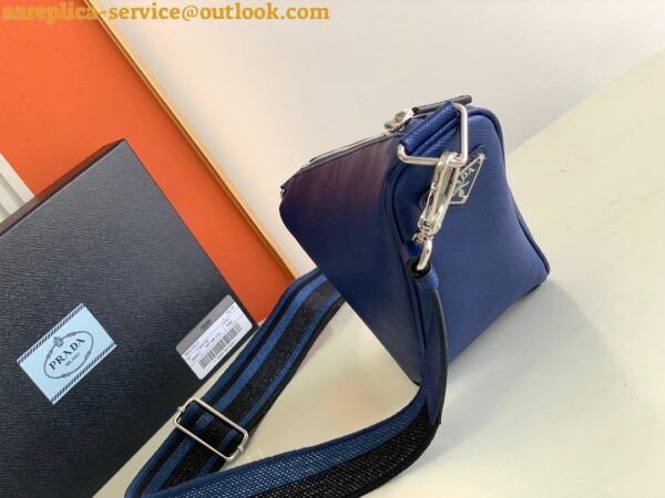 Replica Prada Triangle Shoulder Bag In Blue Saffiano Leather 4