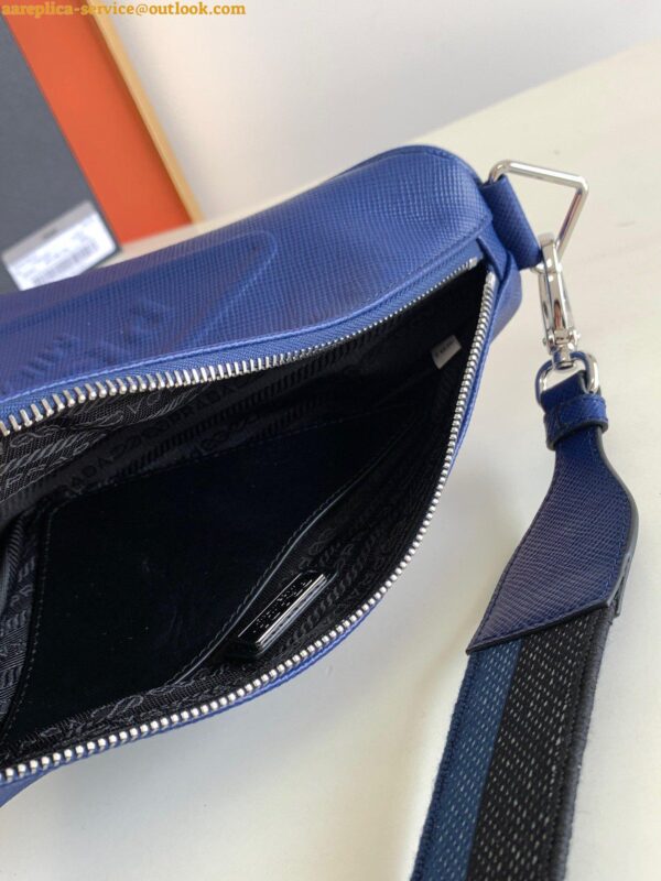 Replica Prada Triangle Shoulder Bag In Blue Saffiano Leather 9