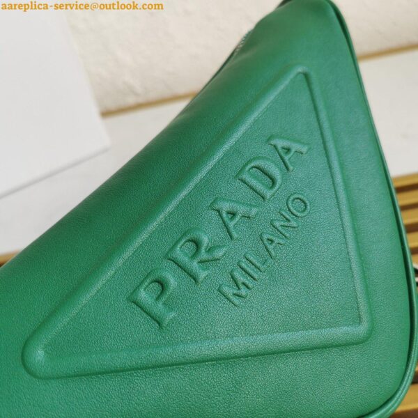 Replica Prada Triangle Shoulder Bag In Green Calfskin 3