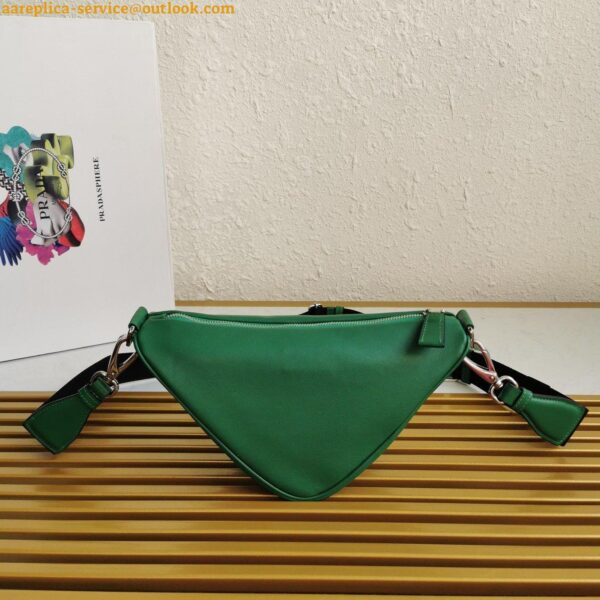 Replica Prada Triangle Shoulder Bag In Green Calfskin 4