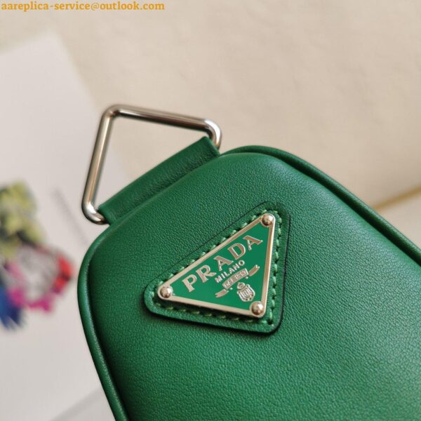 Replica Prada Triangle Shoulder Bag In Green Calfskin 8