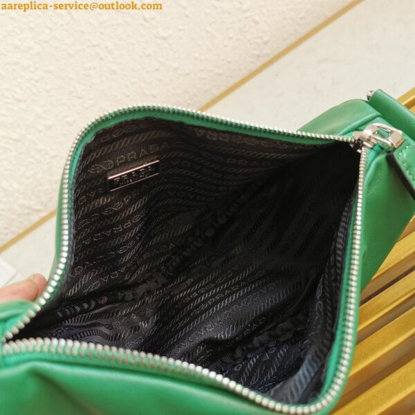 Replica Prada Triangle Shoulder Bag In Green Calfskin 9