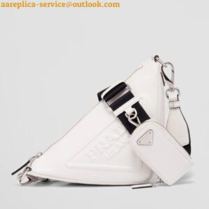 Replica Prada Triangle Shoulder Bag In White Saffiano Leather