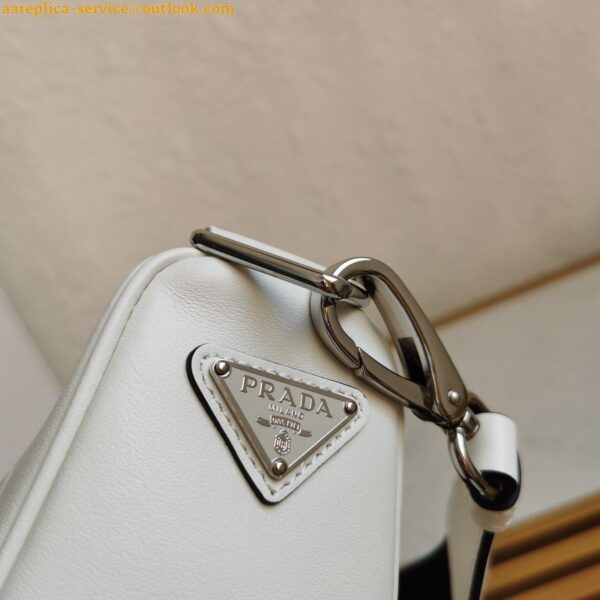 Replica Prada Triangle Shoulder Bag In White Saffiano Leather 6