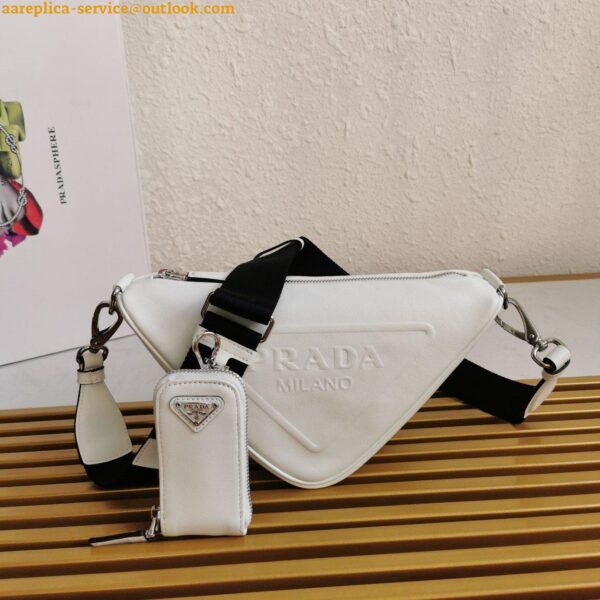 Replica Prada Triangle Shoulder Bag In White Saffiano Leather 10