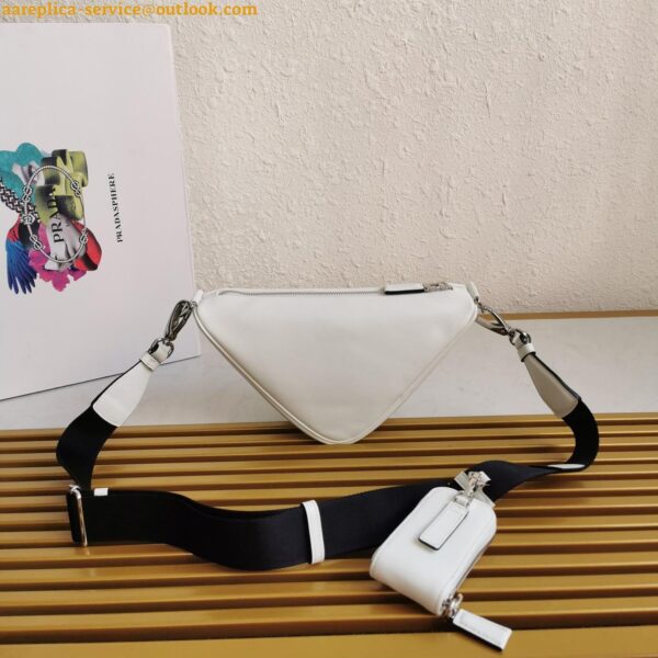 Replica Prada Triangle Shoulder Bag In White Saffiano Leather 13