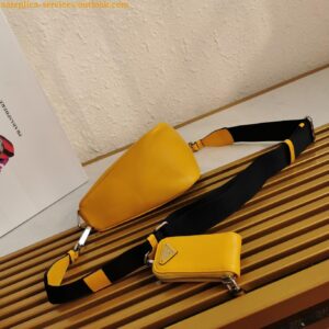 Replica Prada Triangle Shoulder Bag In Yellow Calfskin 2