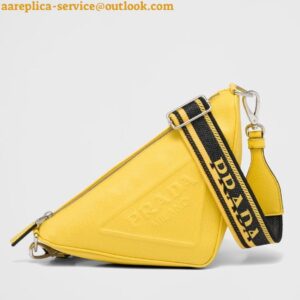 Replica Prada Triangle Shoulder Bag In Yellow Saffiano Leather