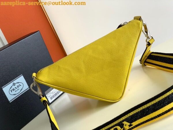 Replica Prada Triangle Shoulder Bag In Yellow Saffiano Leather 4