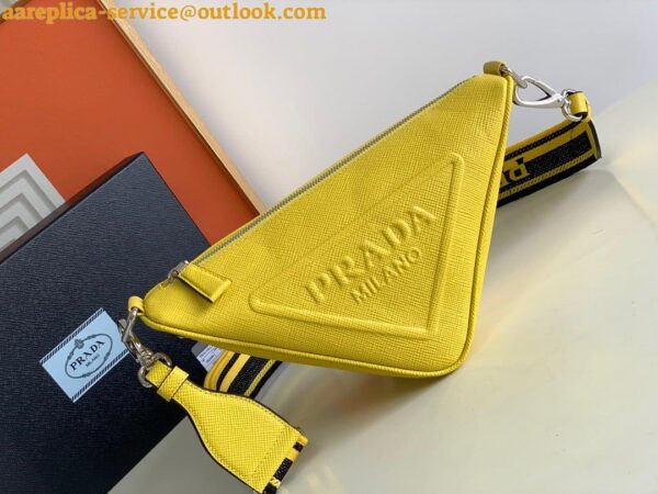 Replica Prada Triangle Shoulder Bag In Yellow Saffiano Leather 5