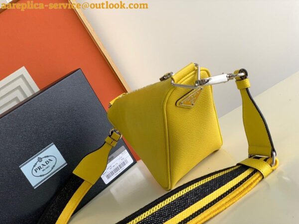 Replica Prada Triangle Shoulder Bag In Yellow Saffiano Leather 8