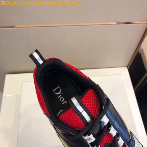 Replica Dior Men's B22 Sneakers In Black Leather and White Mesh 7