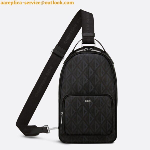 Replica Dior Mini Rider Sling Bag In Black CD Diamond Canvas 3