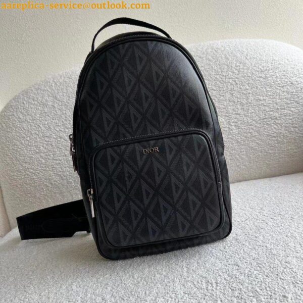 Replica Dior Mini Rider Sling Bag In Black CD Diamond Canvas 5