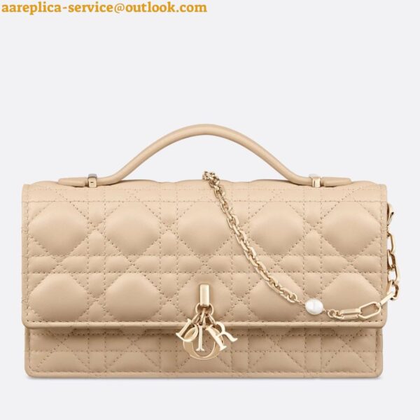 Replica Dior Miss Dior Mini Bag In Beige Cannage Lambskin