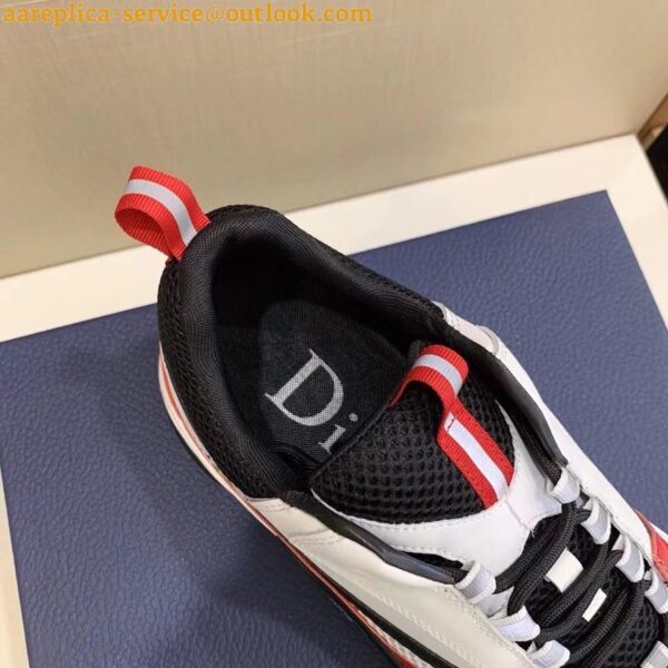 Replica Dior Men's B22 Sneakers In Red Leather and White Mesh 10