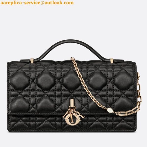 Replica Dior Miss Dior Mini Bag In Black Cannage Lambskin 3