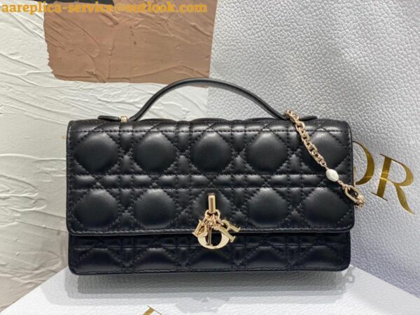 Replica Dior Miss Dior Mini Bag In Black Cannage Lambskin 4