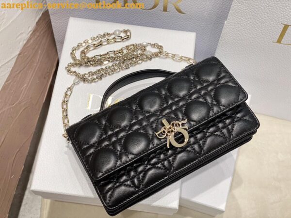 Replica Dior Miss Dior Mini Bag In Black Cannage Lambskin 7