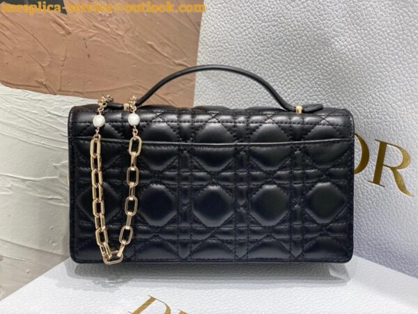 Replica Dior Miss Dior Mini Bag In Black Cannage Lambskin 9