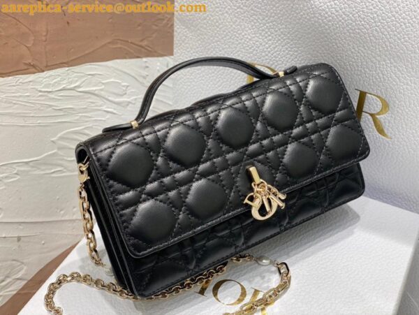 Replica Dior Miss Dior Mini Bag In Black Cannage Lambskin 8