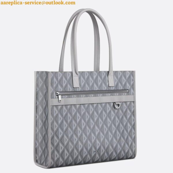 Replica Dior Safari Tote Bag in Grey CD Diamond Canvas 2