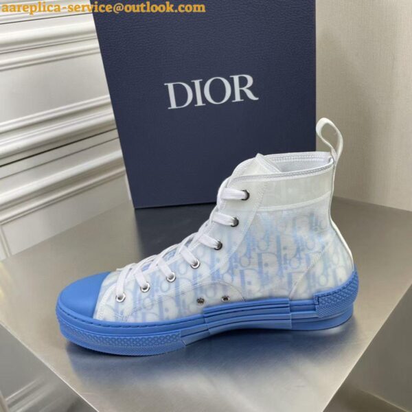 Replica Dior Men's B23 High-top Sneakers In Gradient Blue Oblique Canvas 4