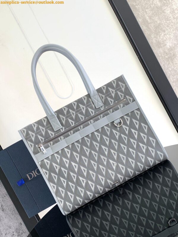 Replica Dior Safari Tote Bag in Grey CD Diamond Canvas 3