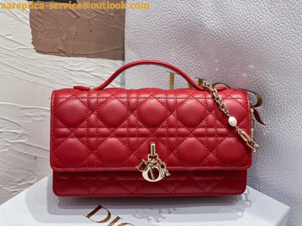 Replica Dior Miss Dior Mini Bag In Red Cannage Lambskin 3