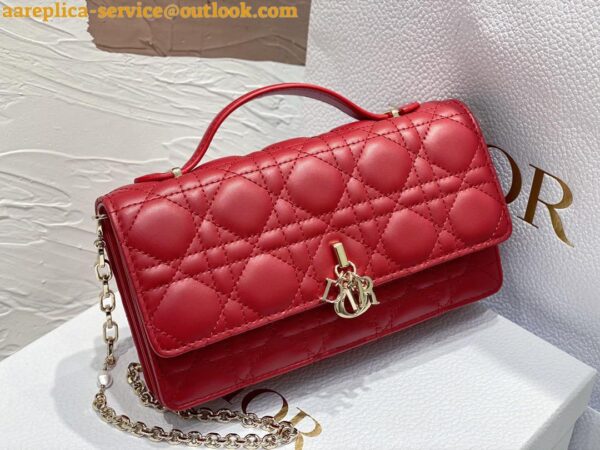 Replica Dior Miss Dior Mini Bag In Red Cannage Lambskin 5