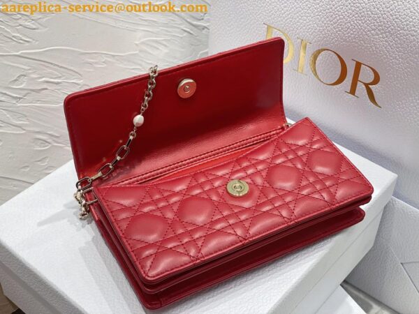 Replica Dior Miss Dior Mini Bag In Red Cannage Lambskin 9