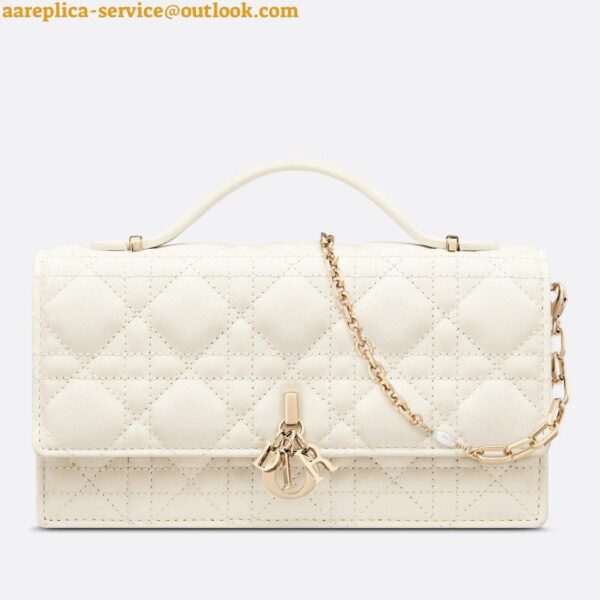 Replica Dior Miss Dior Mini Bag In White Cannage Lambskin 3