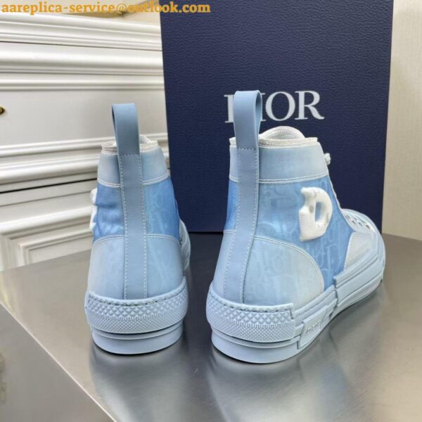 Replica Dior Men's B23 High-top Sneakers In Ligth Blue Oblique Canvas 10