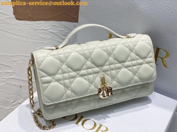 Replica Dior Miss Dior Mini Bag In White Cannage Lambskin 3