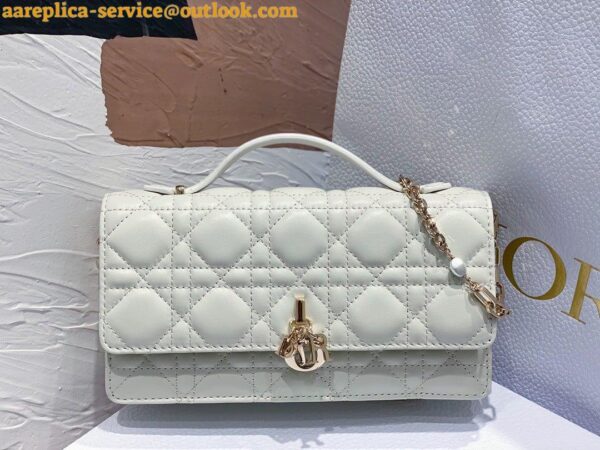 Replica Dior Miss Dior Mini Bag In White Cannage Lambskin 9