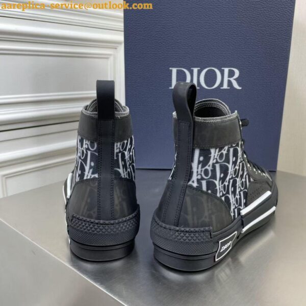 Replica Dior Men's B23 High-top Sneakers In White and Black Oblique Canvas 8