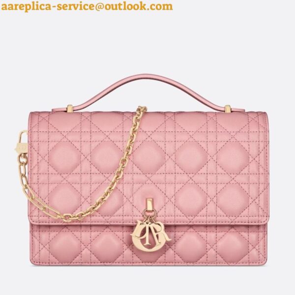 Replica Dior Miss Dior Top Handle Bag in Melocoton Pink Cannage Lambskin