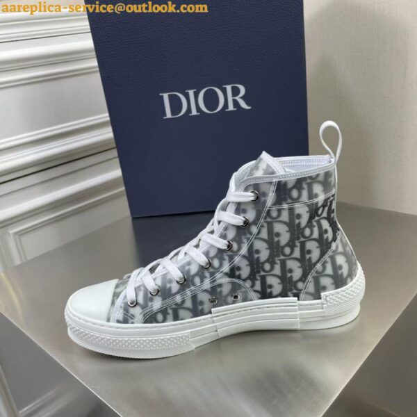 Replica Dior Men's B23 High-top Sneakers In White and Black Oblique Canvas 12