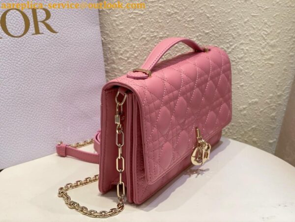 Replica Dior Miss Dior Top Handle Bag in Melocoton Pink Cannage Lambskin 3