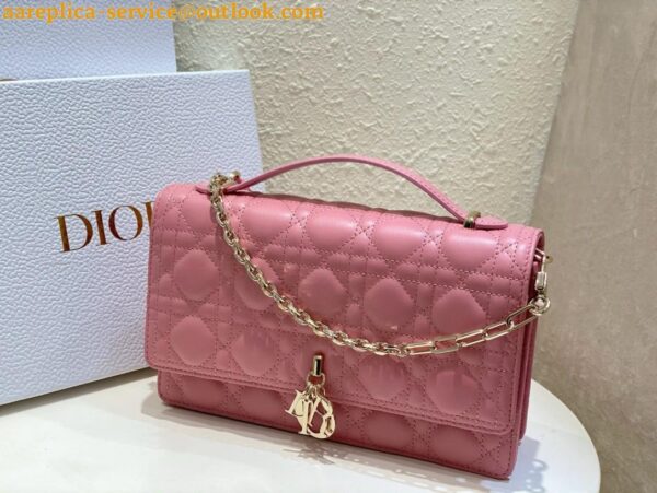 Replica Dior Miss Dior Top Handle Bag in Melocoton Pink Cannage Lambskin 4