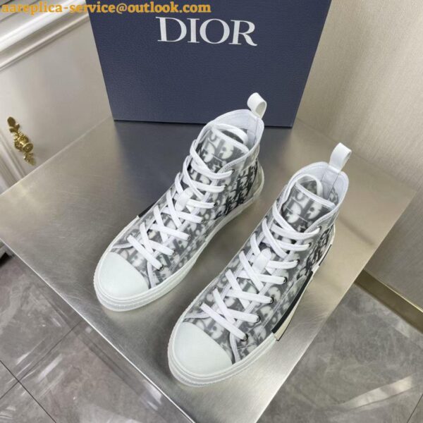 Replica Dior Men's B23 High-top Sneakers In White and Black Oblique Canvas 14