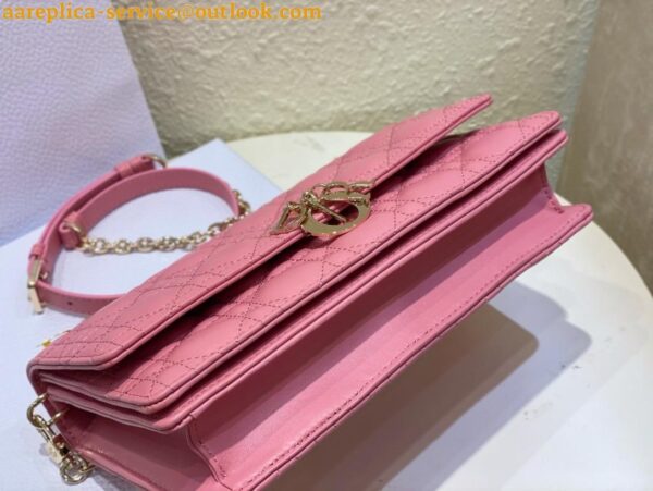 Replica Dior Miss Dior Top Handle Bag in Melocoton Pink Cannage Lambskin 5