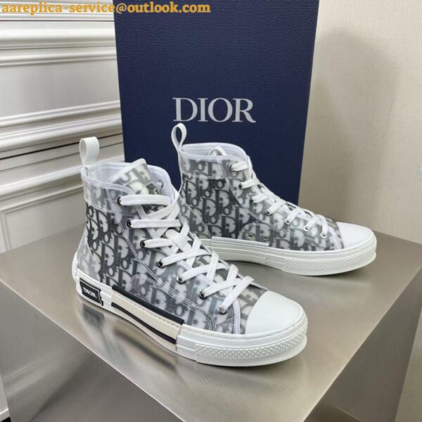 Replica Dior Men's B23 High-top Sneakers In White and Black Oblique Canvas 15