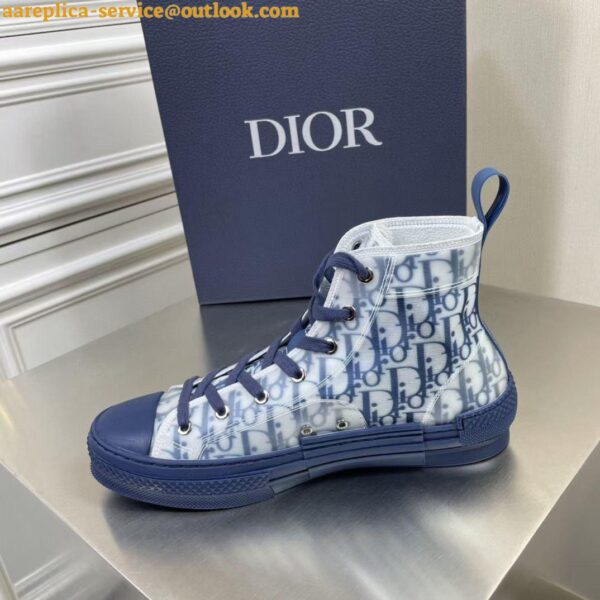 Replica Dior Men's B23 High-top Sneakers In White and Blue Oblique Canvas 7