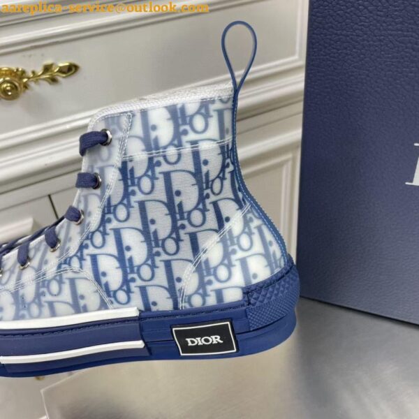 Replica Dior Men's B23 High-top Sneakers In White and Blue Oblique Canvas 8