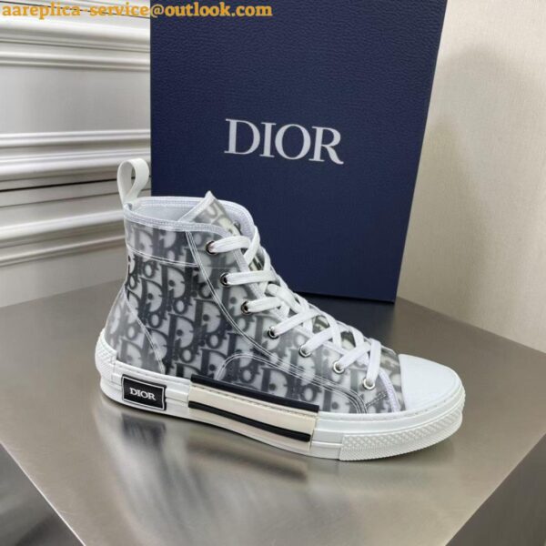 Replica Dior Men's B23 High-top Sneakers In White and Black Oblique Canvas 16