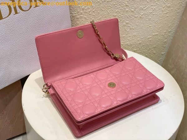 Replica Dior Miss Dior Top Handle Bag in Melocoton Pink Cannage Lambskin 7