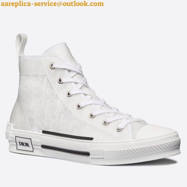 Replica Dior Men's B23 High-top Sneakers In White and Blue Oblique Canvas 12