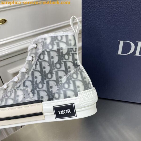 Replica Dior Men's B23 High-top Sneakers In White and Black Oblique Canvas 20